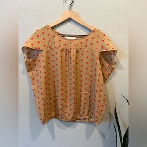Ann Taylor Loft | Polka Dot Cap Sleeve Blouse